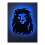 dekoraven Aslan Led Işıklı Tablo Mavi, aslan122