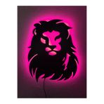 dekoraven Aslan Led Işıklı Tablo Pembe, aslan122
