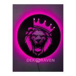 dekoraven Aslan Led Işıklı Tablo pembe