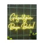 dekoraven Başa Bela Yazılı Neon Led Tabela Dekoratif Aydınlatma 50X32Cm Sarı, güzelliğim