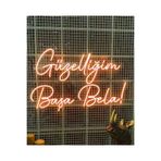 dekoraven Başa Bela Yazılı Neon Led Tabela Dekoratif Aydınlatma 50X32Cm Turuncu, güzelliğim