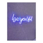 dekoraven Be You Tiful Neon Led Yazı Tabela Mavi 57x20cm, beatiful