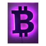 dekoraven Bitcoin Btc Led Işıklı Tablo Pembe 50x50 cm Duvar Dekorasyon, btc22