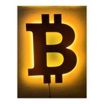 dekoraven Bitcoin Btc Led Işıklı Tablo Sarı 50x50 cm Duvar Dekorasyon Ürünü, btc22