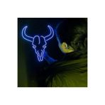 dekoraven Boğa Neon Led Tabela Dekoratif Aydınlatma Mavi 40x40 cm, boğadek1