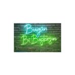 dekoraven Bugün Bi Başkasın Neon Led Yazı Tabela Dekoratif Aydınlatma Turkuaz Yeşil 80x50 cm, bugünbaşka