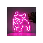 dekoraven Bulldog Köpek Neon Tabela Neon Yazı Dekoratif Aydınlatma 35x27 cm, buldog