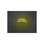dekoraven Change The World Neon Tabela Dekoratif Aydınlatma 80x35 cm Sarı, changetheworldraven