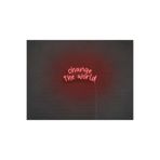 dekoraven Change The World Neon Tabela Dekoratif Aydınlatma Kırmızı 50x20 cm, changetheworldraven