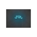 dekoraven Change The World Neon Tabela Dekoratif Aydınlatma Turkuaz 50x20 cm, changetheworldraven