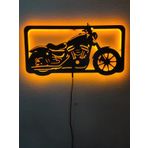 dekoraven Chopper Motor Led Işıklı Ahşap Tablo sarı