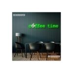 dekoraven Coffe Time Neon Tabela Dekoratif Aydınlatma 85X10 cm Yeşil-Beyaz, coffetimefincanraven