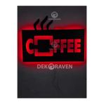 dekoraven Coffee-Kahve Led Işıklı Ahşap Tablo kırmızı