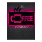 dekoraven Coffee-Kahve Led Işıklı Ahşap Tablo pembe