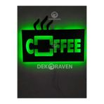 dekoraven Coffee-Kahve Led Işıklı Ahşap Tablo yeşil
