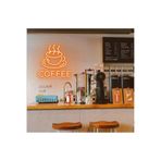 dekoraven Coffee Kahve Neon Led Dekoratif Duvar Yazısı Tabelası Turuncu 34x35 cm, SMC-1041
