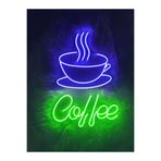 Dekoraven Coffee Neon Led Tabela Neon Dekoratif Duvar Aydınlatması(50X35Cm), coffedekoravenmav