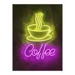 Dekoraven Coffee Neon Led Tabela Neon Dekoratif Duvar Aydınlatması(50X35Cm), coffedekoravensar