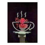 dekoraven Coffee Time Kahve Kafe Neon Led Tabela Dekoratif Aydınlatma 50x50 Cm Kırmızı, coffetime
