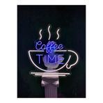 dekoraven Coffee Time Kahve Kafe Neon Led Tabela Dekoratif Aydınlatma 50x50 Cm Mavi, coffetime