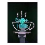 dekoraven Coffee Time Kahve Kafe Neon Led Tabela Dekoratif Aydınlatma 50x50 Cm Turkuaz, coffetime