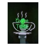 dekoraven Coffee Time Kahve Kafe Neon Led Tabela Dekoratif Aydınlatma 50x50 cm Yeşil, coffetime