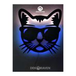 Dekoraven Cool Kedi Led Işıklı Ahşap Tablo, catdekoravenmav1