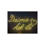 dekoraven Daima Aşk Ile Düğün Söz Nişan Organizasyon Neon Led Tabela 60X35Cm Sarı, daimaaşk