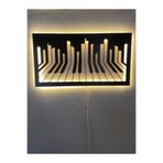 dekoraven Dekoratif Led Işıklı Ahşap Tablo 55x40 cm, piyano