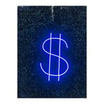 dekoraven Dolar Logo Işaret Neon Led Tabela Duvar Dekoru 40x30 Cm Mavi, dolars234