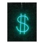 dekoraven Dolar Logo Işaret Neon Led Tabela Duvar Dekoru 40x30 cm Turkuaz, dolars234