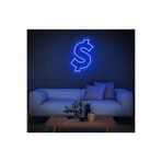 dekoraven Dolar Neon Led Dekoratif Duvar Yazısı Tabelası Mavi 30x40 cm, SMC-1023