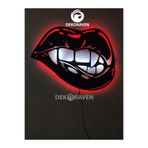 dekoraven Dudak Led Işıklı Ahşap Tablo -40x54 siyah