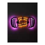 dekoraven Dumbell Led Işıklı Ahşap Duvar Tablosu pembe-sarı