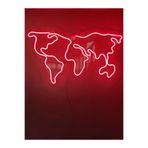 Dekoraven Dünya Haritası Neon Tabela Neon Led Dekoratif Duvar Aydınlatması Neon Duvar Dekorasyonu 66X38Cm, worldredraven