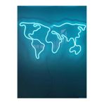 Dekoraven Dünya Haritası Neon Tabela Neon Led Dekoratif Duvar Aydınlatması Neon Duvar Dekorasyonu 66X38Cm, worldtrraven