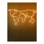 Dekoraven Dünya Haritası Neon Tabela Neon Led Dekoratif Duvar Aydınlatması Neon Duvar Dekorasyonu 66X38Cm, worldturraven