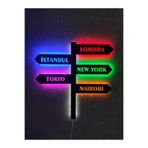 dekoraven Dünya Şehirleri Istanbul Londra New York Tokyo Led Işıklı Tablo 50x50 cm, nairobi