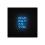 dekoraven Escape Reality Play Games Neon Led Tabela Dekoratif Aydınlatma Turkuaz 50x35 cm, escaperealityplaygamesraven