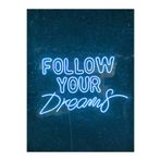 dekoraven Follow Your Dreams Yazılı Neon Led Tabela Dekoratif Aydınlatma 60X40 Cm Turkuaz, followtour