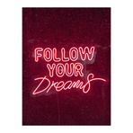 Dekoraven Follow Your Dreams Yazılı Neon Led Tabela Dekoratif Aydınlatma(60X40Cm), followyoured