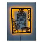 dekoraven Galata Kulesi Led Işıklı Ahşap Tablo 55x45 cm, galata88