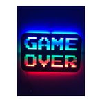 dekoraven Game Over Led Işıklı Tablo 55x35 cm Renkli Duvar Dekorasyonu, gameover