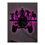 dekoraven Gamer Led Işıklı Duvar Saati Pembe 55x35 cm, gamersaat
