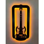 dekoraven Gitar Led Işıklı Ahşap Dekoratif Tablo sarı