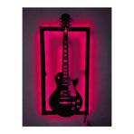 dekoraven Gitar Led Işıklı Ahşap Tablo Pembe 55x40 cm, elektro