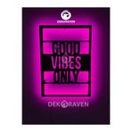 dekoraven Good Vibes-Motto Led Işıklı Ahşap Tablo pembe