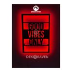 dekoraven Good Vibes Only-Motto Led Işıklı Ahşap Tablo kırmızı