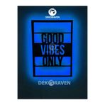 dekoraven Good Vibes Only-Motto Led Işıklı Ahşap Tablo mavi