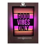 dekoraven Good Vibes Only-Motto Led Işıklı Ahşap Tablo pembe-amber sarısı